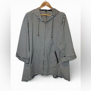 For Cynthis Striped Black and White‎ Women's Jacket Zipper Pockets Mediumweight